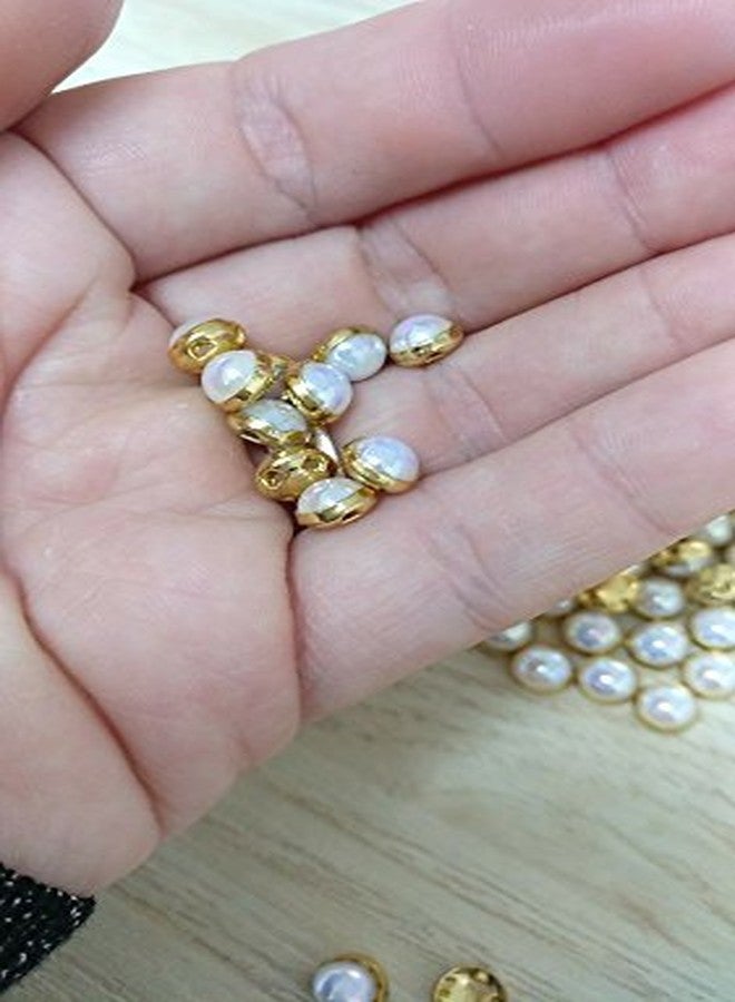 MEYA AB Crystal Pearls Beads Silver/Gold Claw Rhinestones Round Sew On Clothing Stones (AB Gold Claw, 8MM) - Image 2