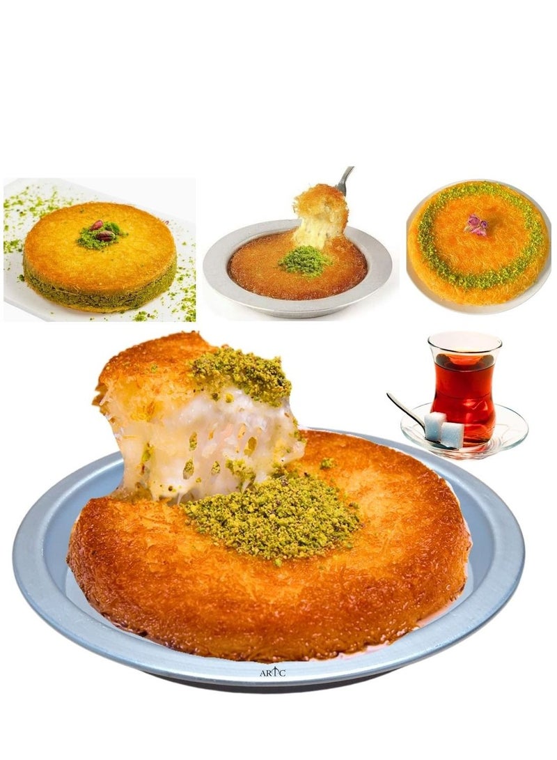 ARTC Premium Thick High Grade Round Kunefe, Sweet, Dessert Cooking and Serving Plate 20cm Silver - Image 2