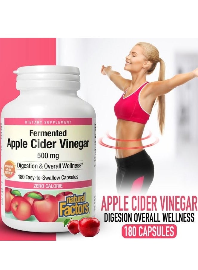 natural Factors Natural Factors Fermented Apple Cider Vinegar 500 mg 180 Easy to Swallow Capsules - Image 2