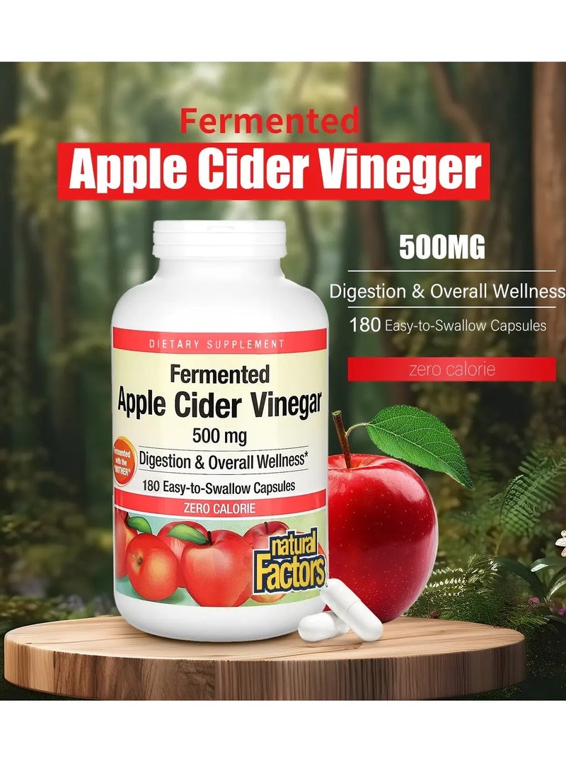 natural Factors Natural Factors Fermented Apple Cider Vinegar 500 mg 180 Easy to Swallow Capsules - Image 4