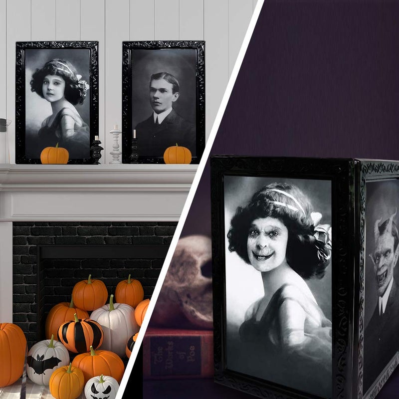 YBB 3 Pack Halloween Moving Picture Frame  3D Changing Face Horror Portrait Scary Decoration for Home Halloween Party  Castle  Haunted House Decor - Image 3