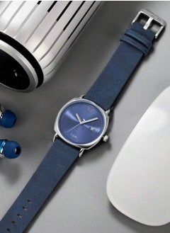TOMI Analog watch with a navy blue leather strap for men and women from TOMI  - Image 4