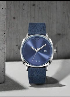 TOMI Analog watch with a navy blue leather strap for men and women from TOMI  - Image 5