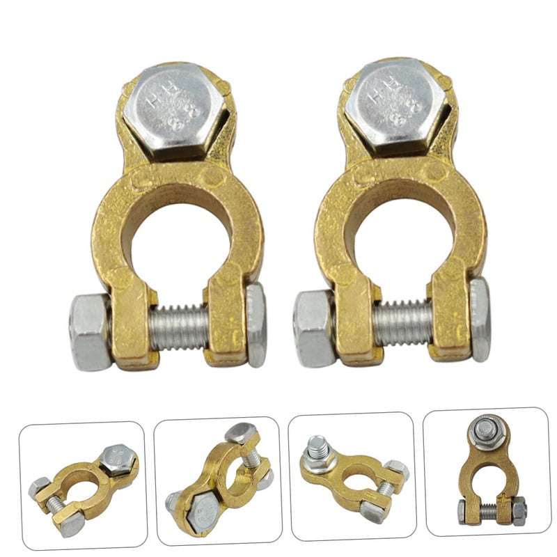 Heavy Duty Brass Car Battery Terminal Connectors Clamps with Washers - Image 4