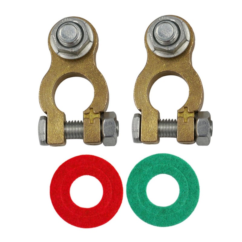 Heavy Duty Brass Car Battery Terminal Connectors Clamps with Washers - Image 2