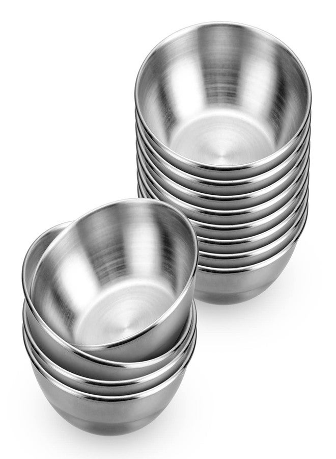 DINYWOW 12pcs Sauce Dishes 3.2 Inch Stainless Steel Round Seasoning Dishes Bowls Condiment Cups Sushi Dipping Small Dish Bowl Saucers Mini Appetizer Plates Silver Color - Image 1