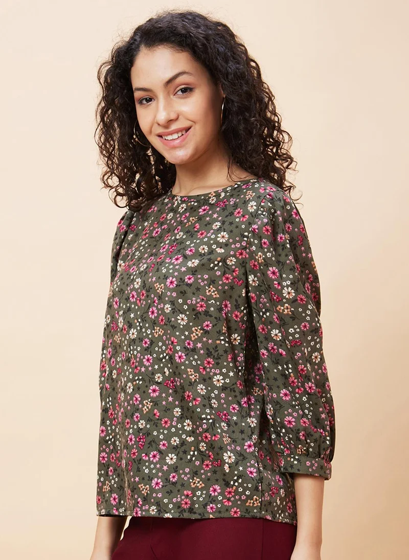 globus Globus Women Floral Printed Boat Neck Top