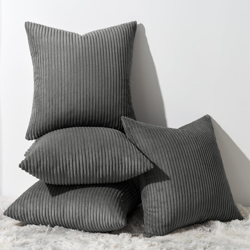 Topfinel Decorative Grey Throw Pillow Covers Cushion Cases Set of 4 Soft Velvet Modern DoubleSided Designs Mix and Match for Home Decor Pillow Inserts Not Included 18x18 inch - Image 2