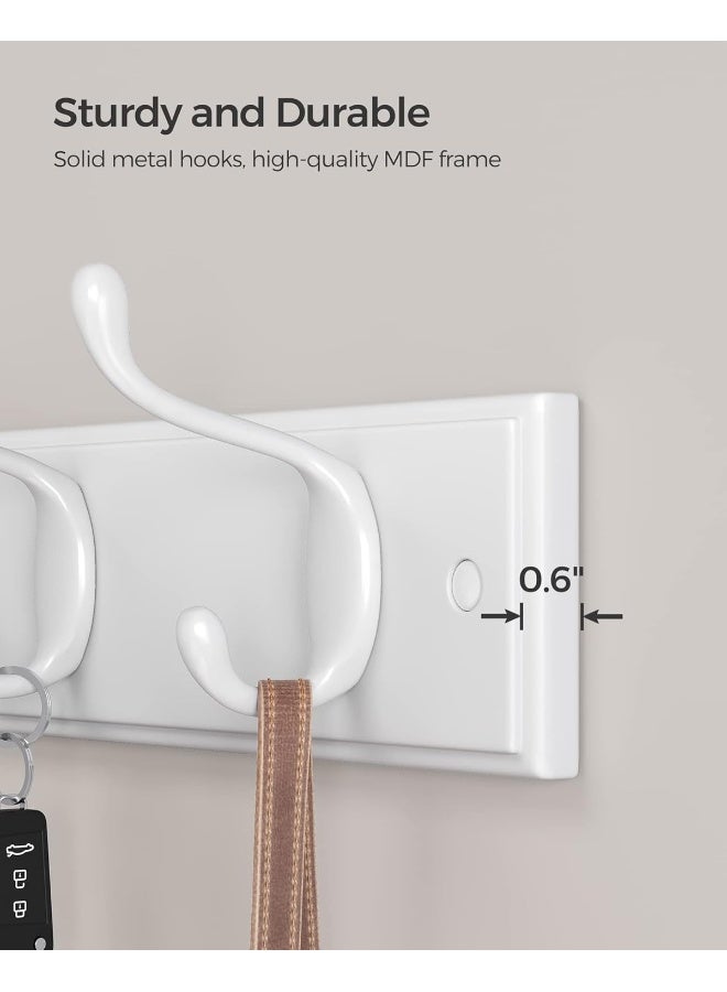 SONGMICS Wooden Wall-Mount Coat Rack with 4 Metal Hooks, 16 Inch Coat Hook Rail for Hallway Bathroom Closet Room - Image 3