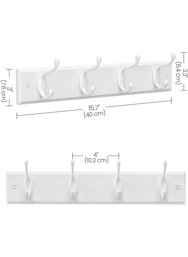 SONGMICS Wooden Wall-Mount Coat Rack with 4 Metal Hooks, 16 Inch Coat Hook Rail for Hallway Bathroom Closet Room - Image 5