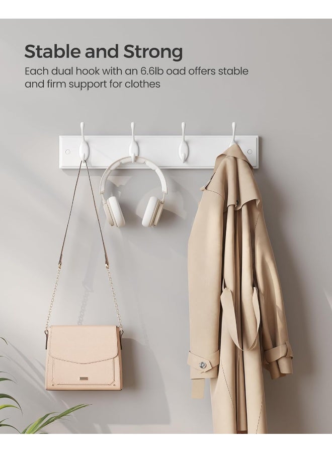 SONGMICS Wooden Wall-Mount Coat Rack with 4 Metal Hooks, 16 Inch Coat Hook Rail for Hallway Bathroom Closet Room - Image 4