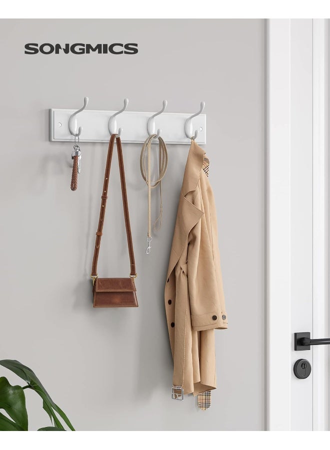 SONGMICS Wooden Wall-Mount Coat Rack with 4 Metal Hooks, 16 Inch Coat Hook Rail for Hallway Bathroom Closet Room - Image 2