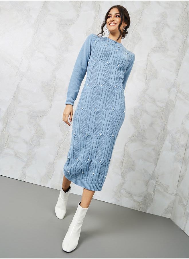 Chunky Cable Knit Embellished Sweater Midi Dress - pzsku/Z0FE2F22E97639568209AZ/45/_/1703682394/652cd83c-ef8e-4a02-b8f3-a2e67b02afaf