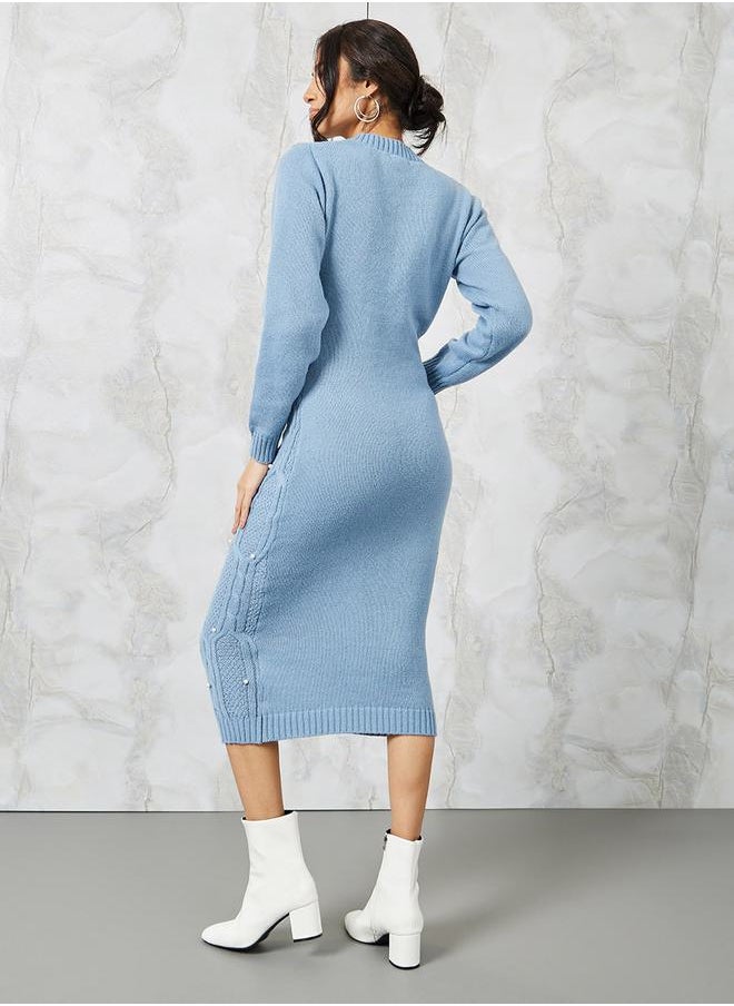 Chunky Cable Knit Embellished Sweater Midi Dress - pzsku/Z0FE2F22E97639568209AZ/45/_/1703682395/dbc3deef-c7c5-442c-aeb9-89b2f05905ca