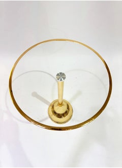 Living Glass service table with a gold steel base 52X35 CM  - Image 2