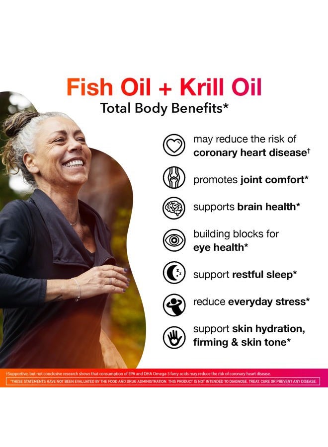 Megared Omega-3 Blend Total Body + Refresh 500mg Softgels, (65 Count in a Bottle), Easily Absorbed Krill Oil, to Support Your Heart, Joints, Brain & Eyes - Image 2