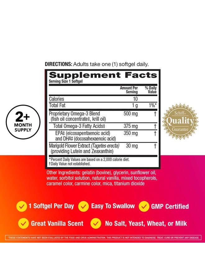 Megared Omega-3 Blend Total Body + Refresh 500mg Softgels, (65 Count in a Bottle), Easily Absorbed Krill Oil, to Support Your Heart, Joints, Brain & Eyes - Image 3