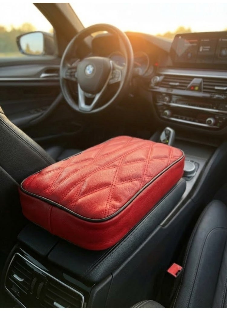 Center Console Armrest Cushion made of Memory Foam for Most Cars - black\Red - Image 1