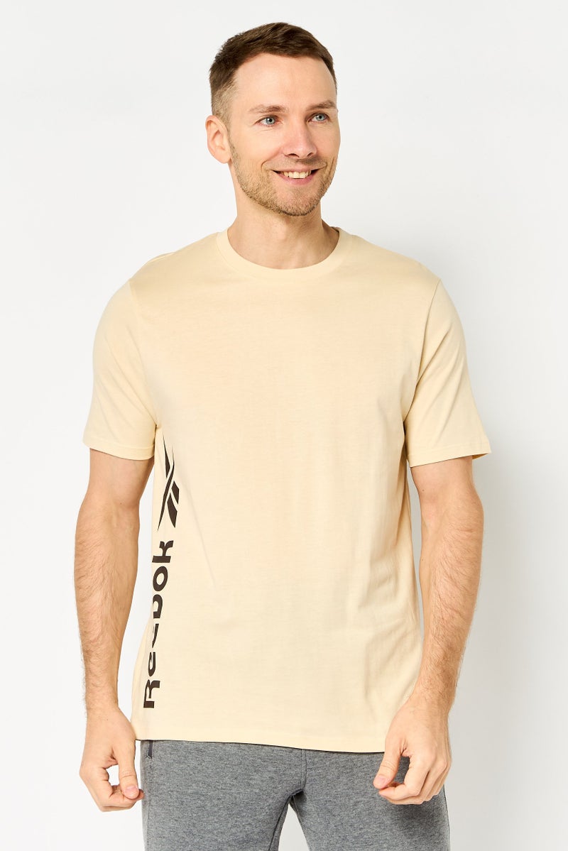 Reebok Men Sportswear Fit Short Sleeve Outdoor T-Shirt, Cream - Image 1