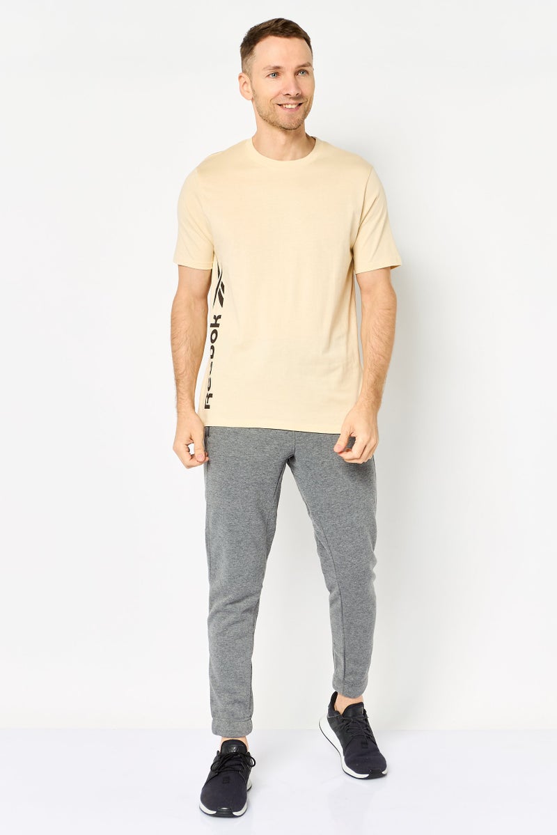 Reebok Men Sportswear Fit Short Sleeve Outdoor T-Shirt, Cream - Image 2