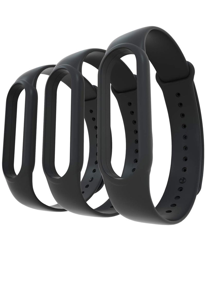 KASTWAVE Bands Compatible with Xiaomi Mi Band 5 Smartwatch Wristbands Replacement Band Accessaries Straps Bracelets for Mi5 (3-Black)  - Image 1