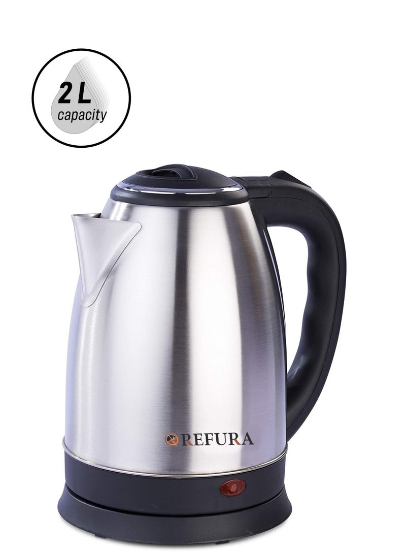 REFURA 2L Cordless Electric Kettle 1800W RE-11602 - Stainless Steel Kettle w/ Spray Coating, 360-degree Swivel Base, Auto Shutdown, Power On/Off Indicator Light - Image 1