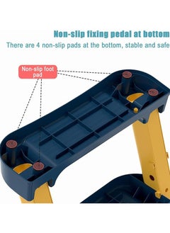 RUIYADA 2 In 1 Foldable And Adjustable Height Ladder Guard Handle Baby Toilet Training Seat Yellow/Blue  - Image 2