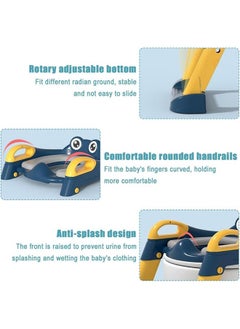 RUIYADA 2 In 1 Foldable And Adjustable Height Ladder Guard Handle Baby Toilet Training Seat Yellow/Blue  - Image 3
