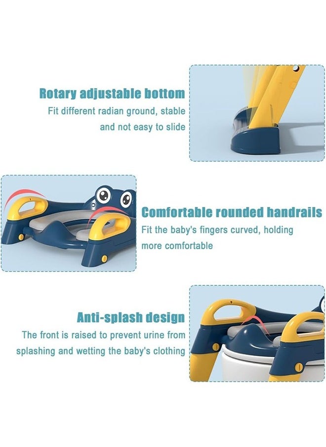 RUIYADA - 2 In 1 Foldable And Adjustable Height Ladder Guard Handle Baby Toilet Training Seat Yellow/Blue - Image 1