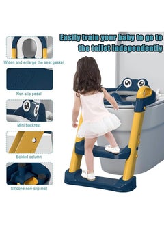 RUIYADA 2 In 1 Foldable And Adjustable Height Ladder Guard Handle Baby Toilet Training Seat Yellow/Blue  - Image 4
