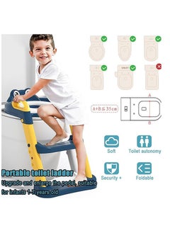 RUIYADA 2 In 1 Foldable And Adjustable Height Ladder Guard Handle Baby Toilet Training Seat Yellow/Blue  - Image 5