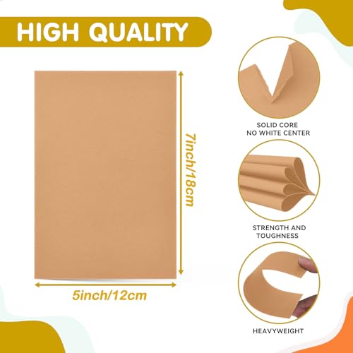 Hlonon 50 Sheets Brown Kraft Cardstock 5 x 7 Inch Thick Paper, Brown Smooth Card Stock Heavyweight Printer Paper for Invitations, Scrapbooks, Art, Crafts, DIY Cards, 250GSM - Image 2