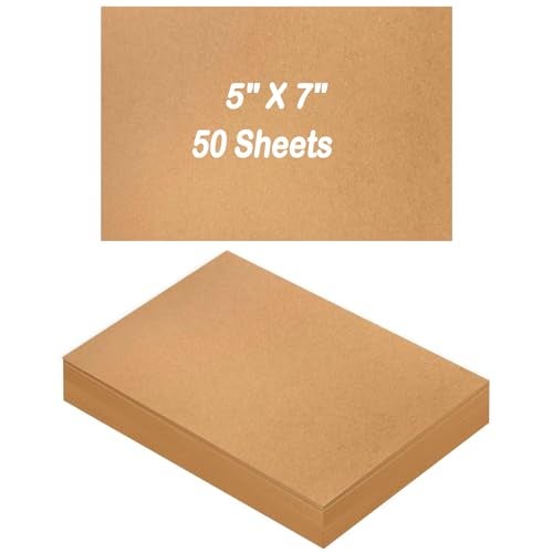 Hlonon 50 Sheets Brown Kraft Cardstock 5 x 7 Inch Thick Paper, Brown Smooth Card Stock Heavyweight Printer Paper for Invitations, Scrapbooks, Art, Crafts, DIY Cards, 250GSM - Image 1
