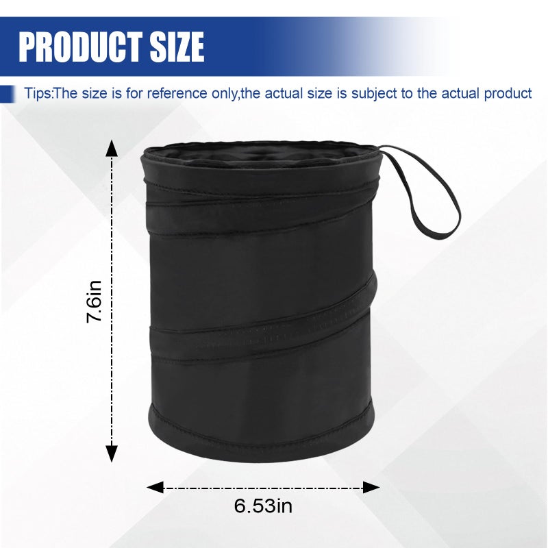 UHANBUT Collapsible Car Trash Can, Mini Portable Automotive Garbage Bag, Pop-Up Vehicle Rubbish Bin, Waterproof Waste Basket Bin with Magic Sticker, Hanging Washable Auto Trash Bag (1PC) - Image 2