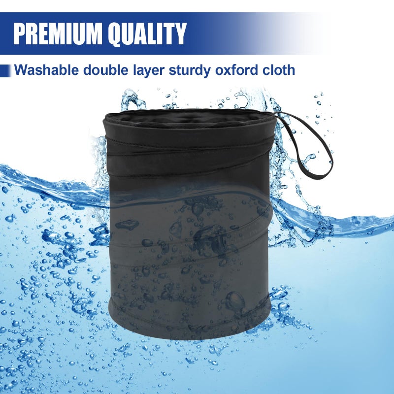 UHANBUT Collapsible Car Trash Can, Mini Portable Automotive Garbage Bag, Pop-Up Vehicle Rubbish Bin, Waterproof Waste Basket Bin with Magic Sticker, Hanging Washable Auto Trash Bag (1PC) - Image 5