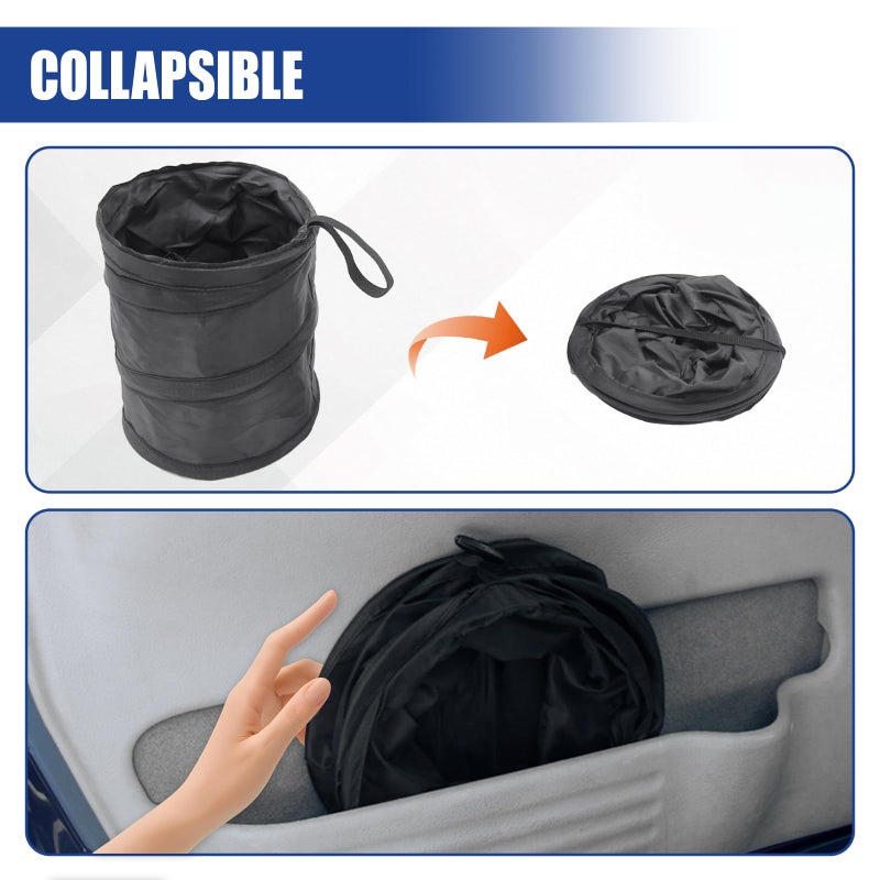 UHANBUT Collapsible Car Trash Can, Mini Portable Automotive Garbage Bag, Pop-Up Vehicle Rubbish Bin, Waterproof Waste Basket Bin with Magic Sticker, Hanging Washable Auto Trash Bag (1PC) - Image 4