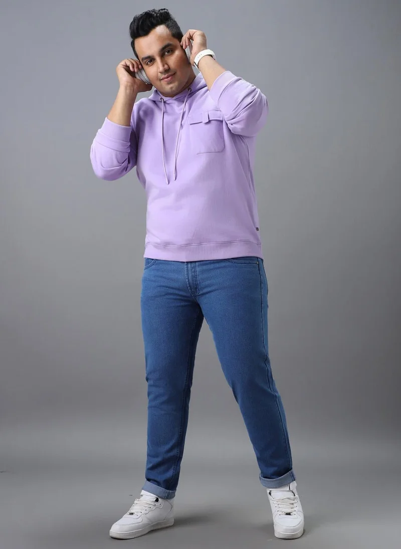Urbano Fashion  Urbano Plus Men's Purple Cotton Solid Hooded Neck Sweatshirt for Men | Best Price UAE
