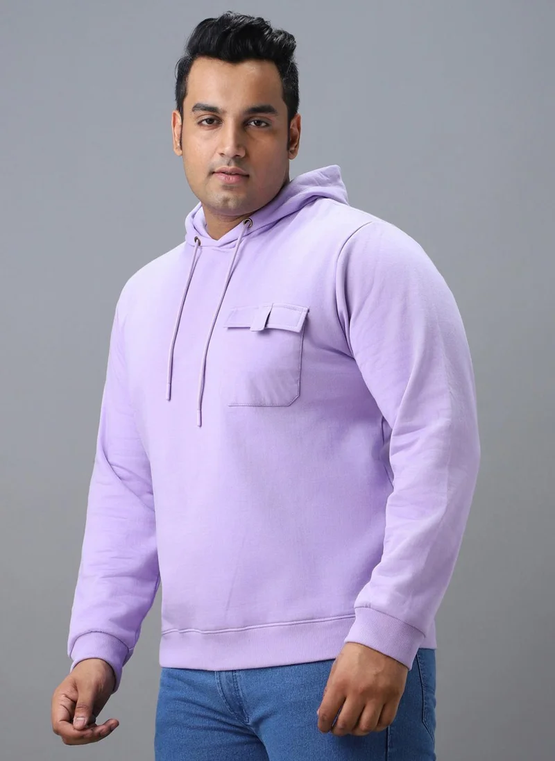 Urbano Plus Men's Purple Cotton Solid Hooded Neck Sweatshirt