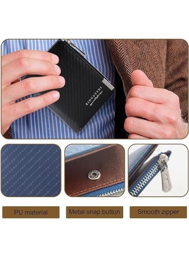 zoba Men's classic brown leather zip wallet – credit and bank card holder with coin pocket and a practical compact design for everyday use - Image 4