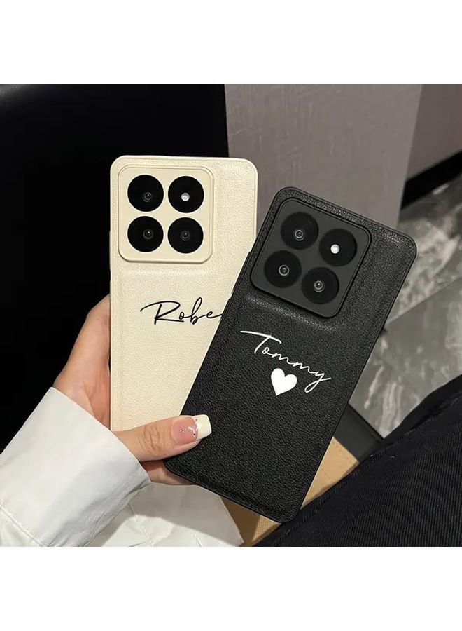 Personalized Heart Shaped Phone Case For Xiaomi Redmi 13C 5G White Color Luxury Faux Leather - Image 2