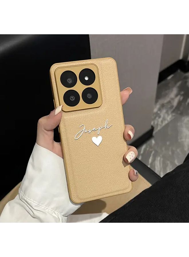 Personalized Heart Shaped Phone Case For Xiaomi Redmi 13C 5G White Color Luxury Faux Leather - Image 4