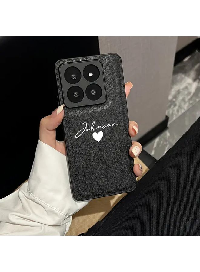 Personalized Heart Shaped Phone Case For Xiaomi Redmi 13C 5G White Color Luxury Faux Leather - Image 5