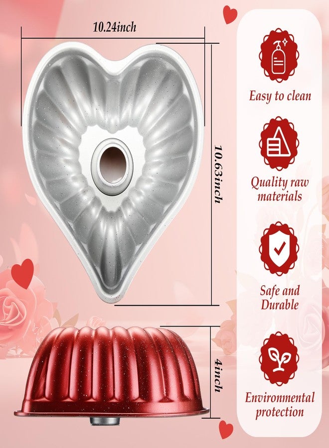 Layhit 2 Pcs Valentine's Day Heart Shaped Cake Pan 10 Inches Red Heart Cake Pan Non Stick Oven Baking Mold for Valentine's Day Christmas Wedding Birthday Party Family Kitchen Accessories(Hollow) - Image 3