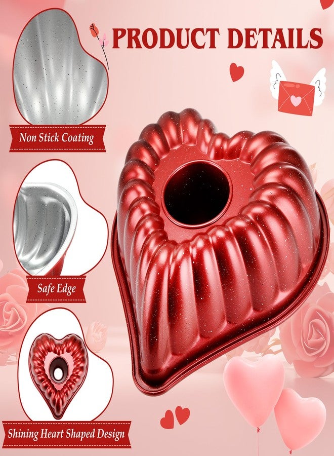 Layhit 2 Pcs Valentine's Day Heart Shaped Cake Pan 10 Inches Red Heart Cake Pan Non Stick Oven Baking Mold for Valentine's Day Christmas Wedding Birthday Party Family Kitchen Accessories(Hollow) - Image 5