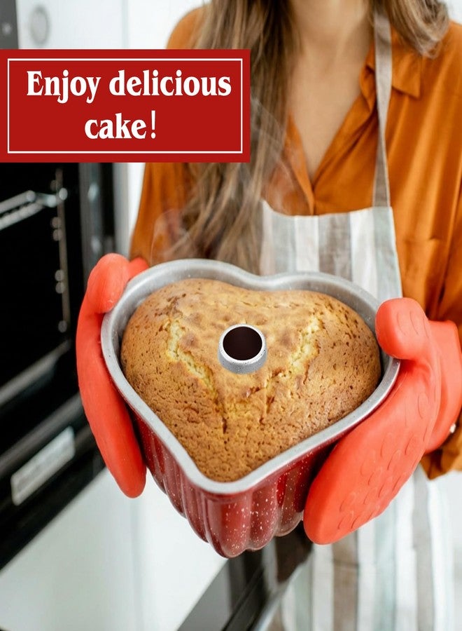 Layhit 2 Pcs Valentine's Day Heart Shaped Cake Pan 10 Inches Red Heart Cake Pan Non Stick Oven Baking Mold for Valentine's Day Christmas Wedding Birthday Party Family Kitchen Accessories(Hollow) - Image 4