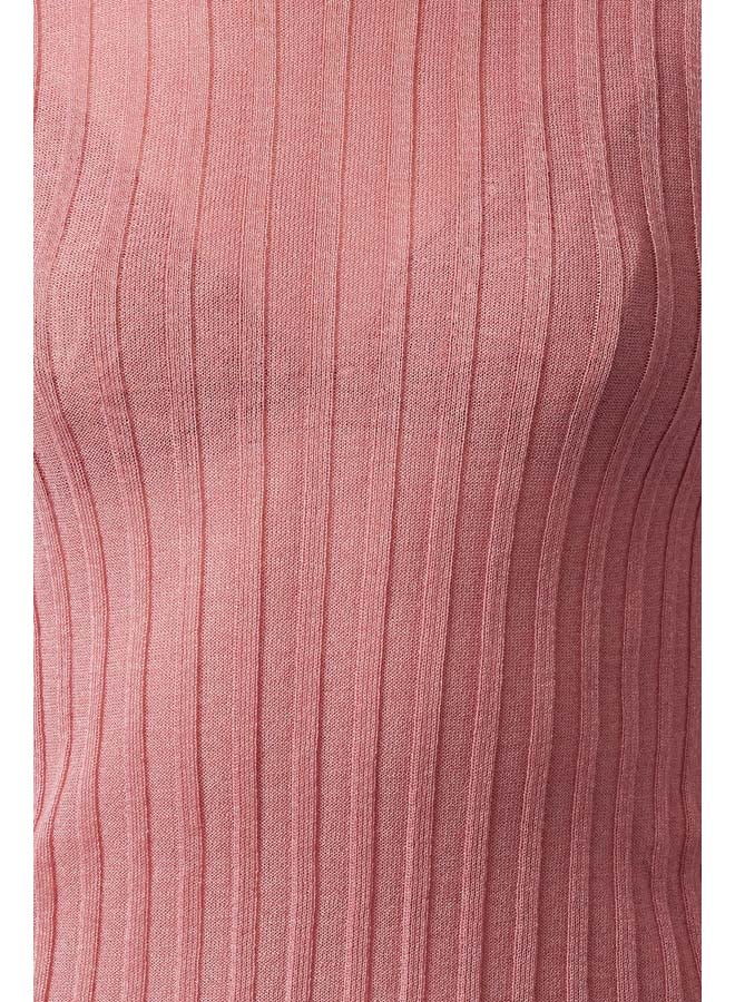 trendyol Dusty Rose Transparent Look Crew Neck Knitwear Sweater TWOAW24KZ01183 - Image 3