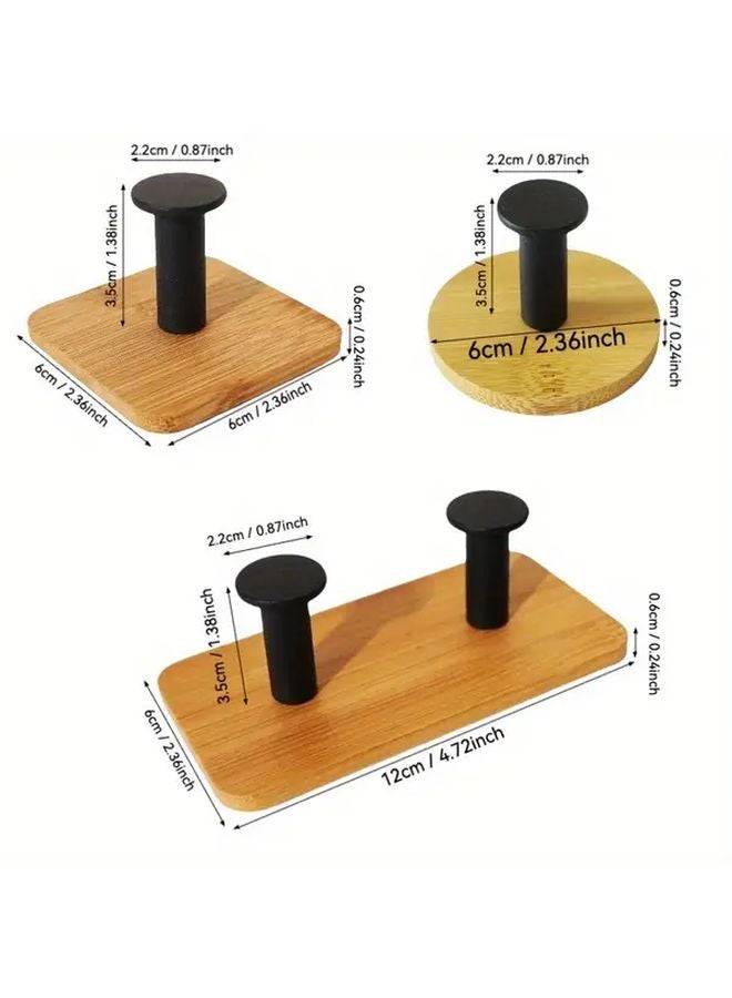 Double Row Black Bamboo Wall Hook No Drill Adhesive Strong Sticky Holder For Coats Hats Towels - Image 5