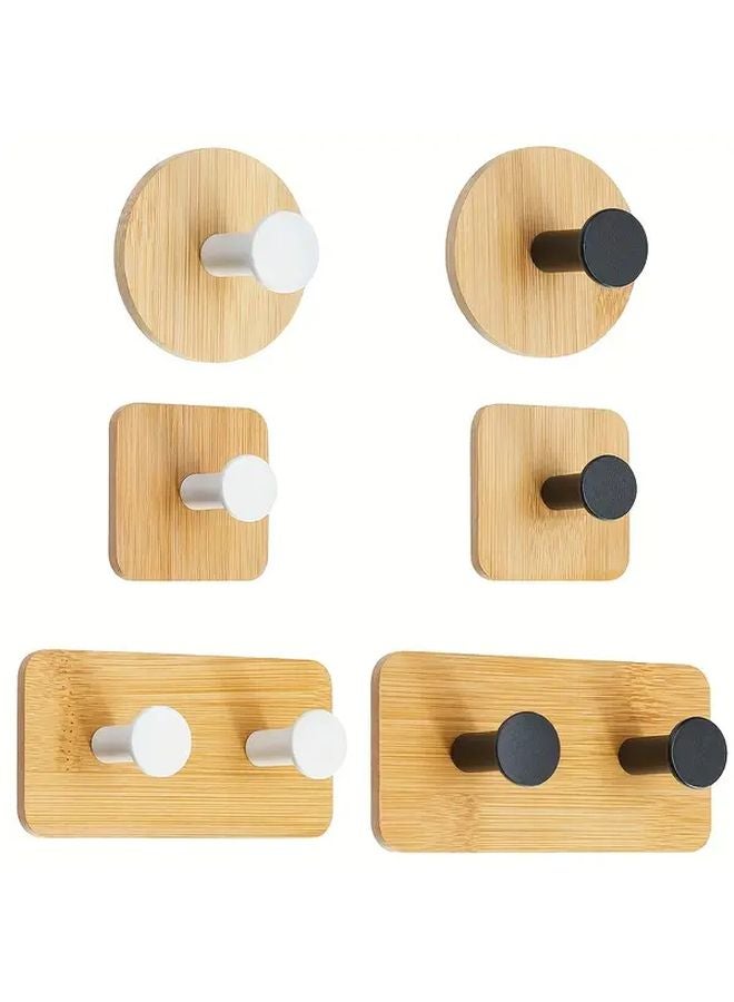 Double Row Black Bamboo Wall Hook No Drill Adhesive Strong Sticky Holder For Coats Hats Towels - Image 2