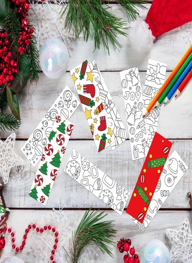ANGOLIO Color Your Own Bookmarks,Kids DIY Coloring Christmas Party Bookmarks Game Prize Art Craft Supplies Birthday Goodie Bag Fillers Classroom Reading Club Rewards (Christmas Candy) - Image 5