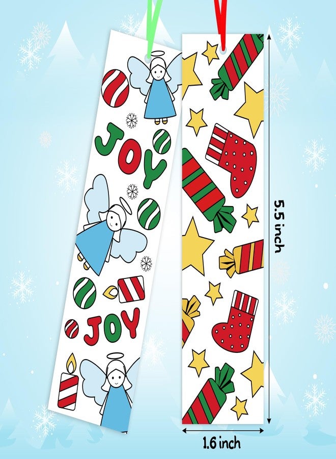 ANGOLIO Color Your Own Bookmarks,Kids DIY Coloring Christmas Party Bookmarks Game Prize Art Craft Supplies Birthday Goodie Bag Fillers Classroom Reading Club Rewards (Christmas Candy) - Image 3